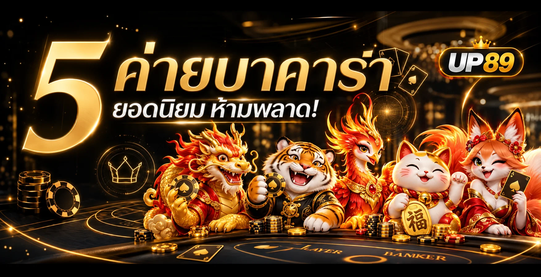 ห้าค่ายบาคาร่า UP89 พร้อมมาสคอตแฟนตาซีหน้าโต๊ะบาคาร่า